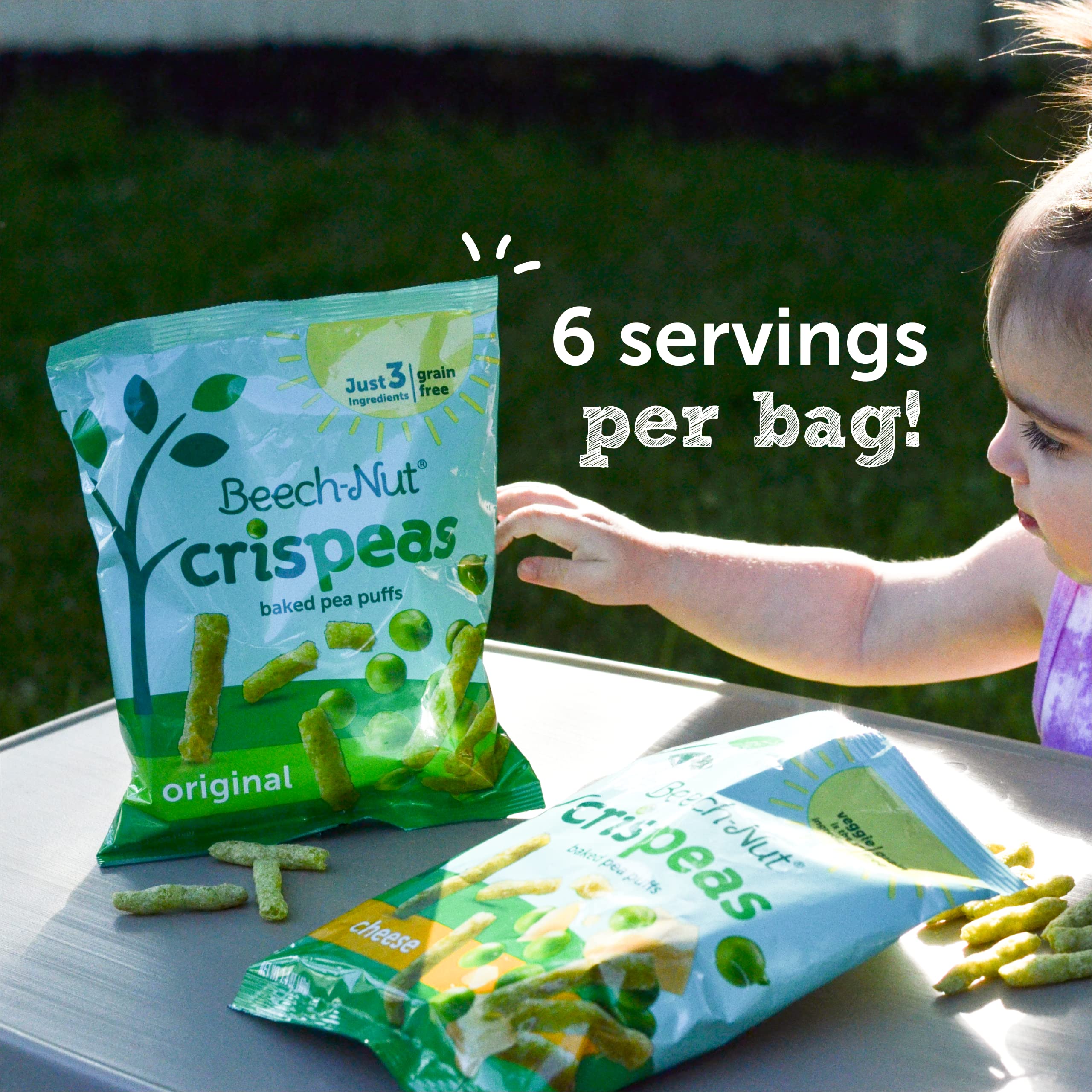 Beech-Nut Toddler Snacks, Original Crispeas Baked Pea Puffs, Grain-Free, Gluten-Free, Non-GMO, 1.4 oz Bag (7 Pack)