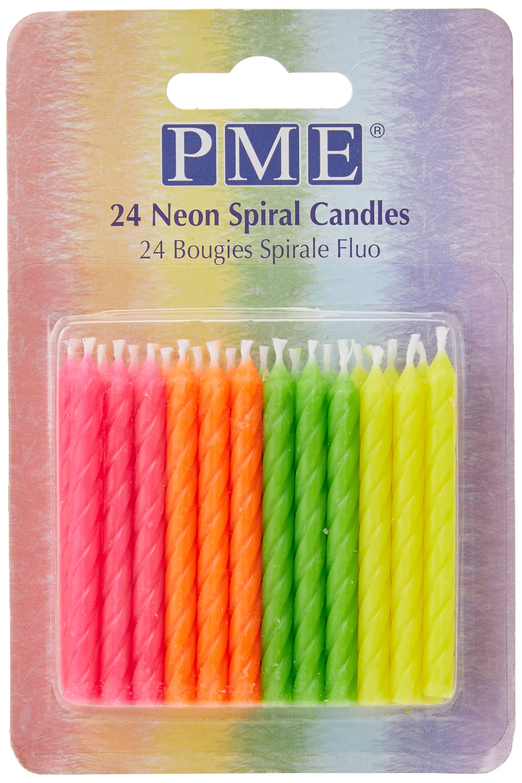 PME Neon Spiral Candles, 24-Pack,Multi-colour,0.5 x 0.5 x 5.9 cm,Packaging may vary