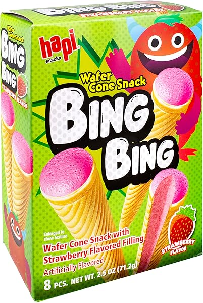 HAPI BING BING CONE SNACK WITH STRAWBERRY FLAVORED FILLING, 2.5 OUNCE