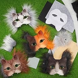 Seenelling 60 Pcs DIY Therian Mask Kit Blank Cat