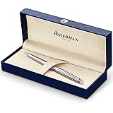 Waterman Hémisphère Ballpoint Pen, Stainless Steel with Chrome Trim, Medium Point with Blue Ink Cartridge, Gift Box