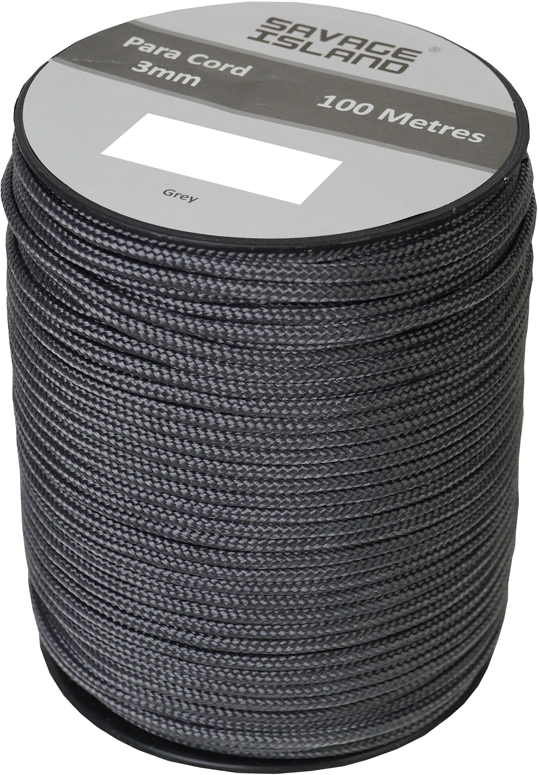 100m Reel Paracord Army Camping for Tent Basha Bivi Shelter Buidling Hammock Gardening Bushcraft in Green, Black, Coyote and Red Colours (Grey)