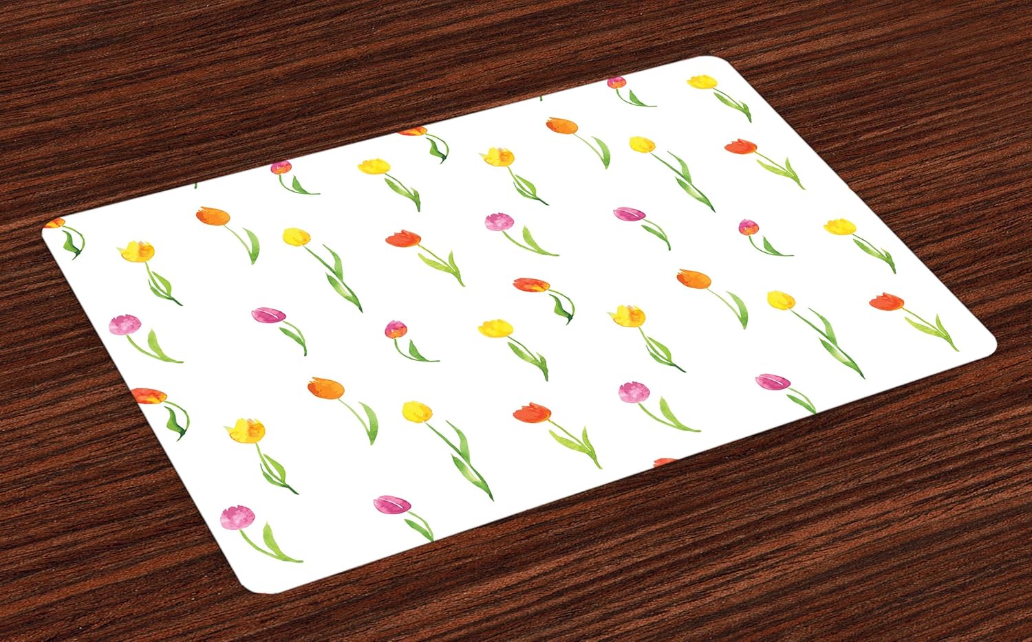 Ambesonne Watercolor Flower Place Mats Set of 4, Colorful