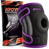 APOYO Knee Brace for Women & Men - Knee Compression Sleeve For Pain Relief, Meniscus Tear, ACL, Arthritis, Joint Pain Relief, with Patella Gel Pad & Side Stabilizers (Large) Purple