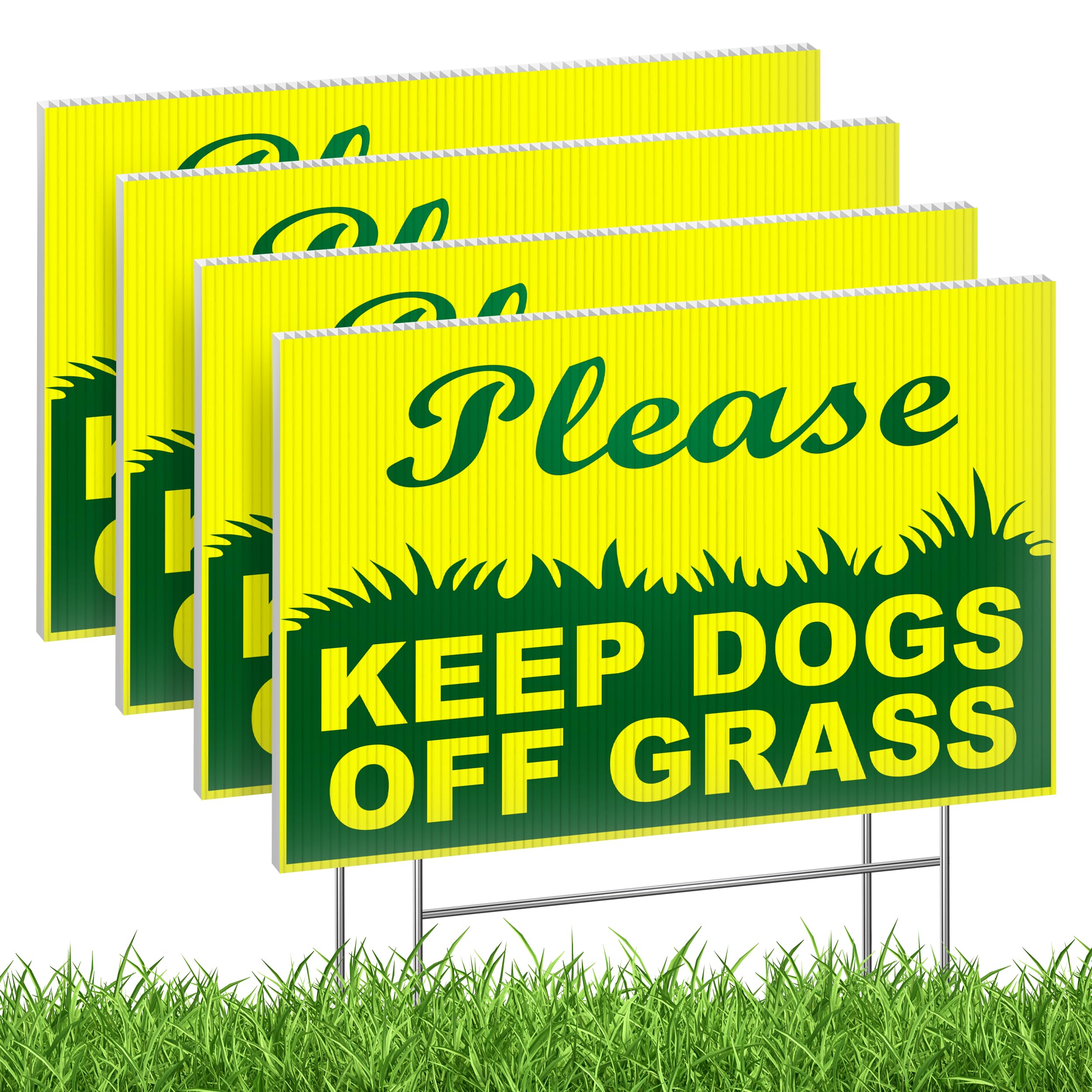 Keep Dogs Off Grass Signs for Yard, 4 Pack Please Curb Your Pet, No Pooping No Peeing Stay Off Lawn