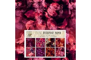 Decoupage Paper Pack (24 Sheets 6"x6") Gloomy Dreams FLONZ Vintage Styled Seamless Pattern Paper for Decoupage, Craft and Scrapbooking Dark Autumn Flowers Leaves