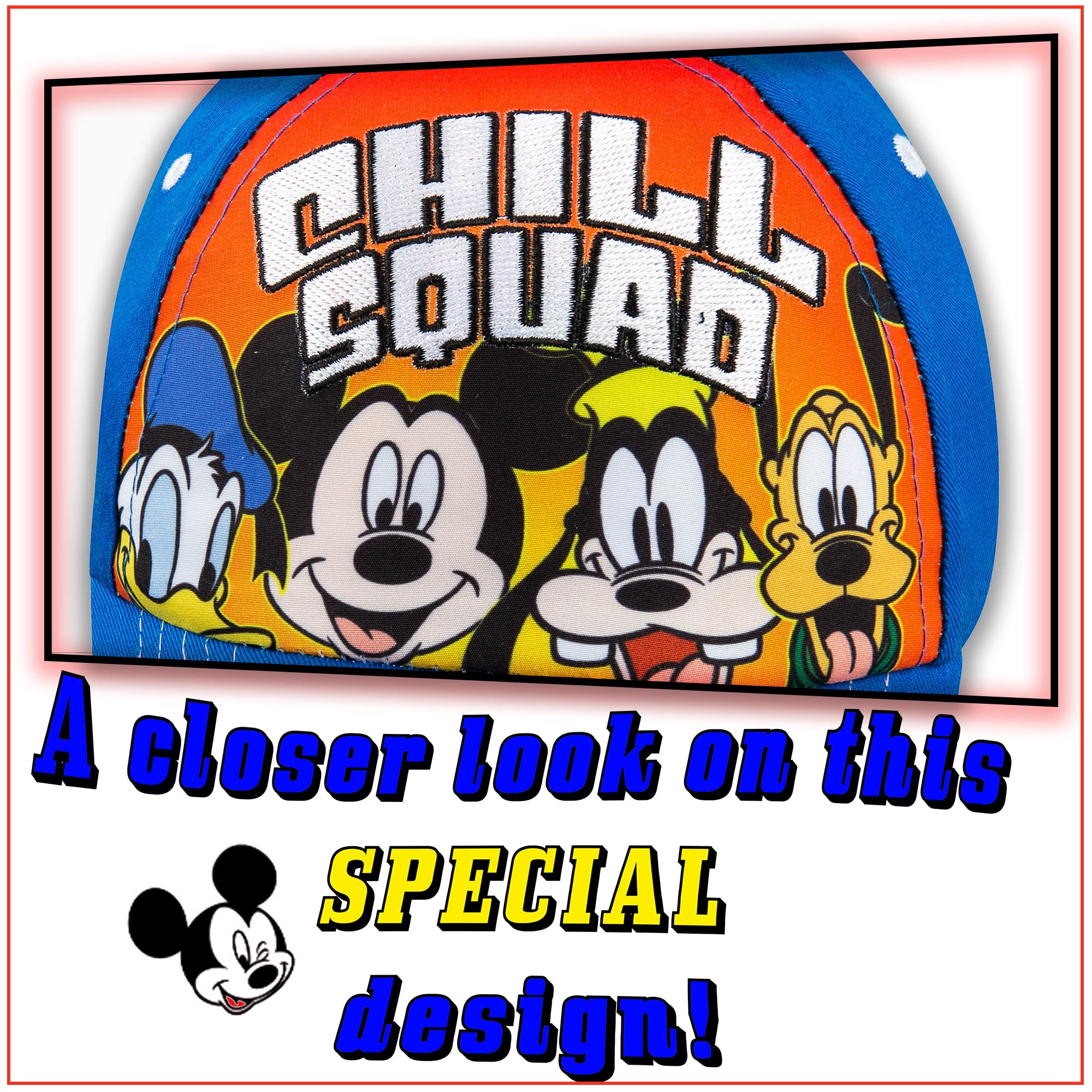 Disney Mickey Mouse and Friends Donald Duck, Goofy and Pluto Chill Squad Baseball Cap - Boys 4-7 Years 100% Cotton Royal Blue
