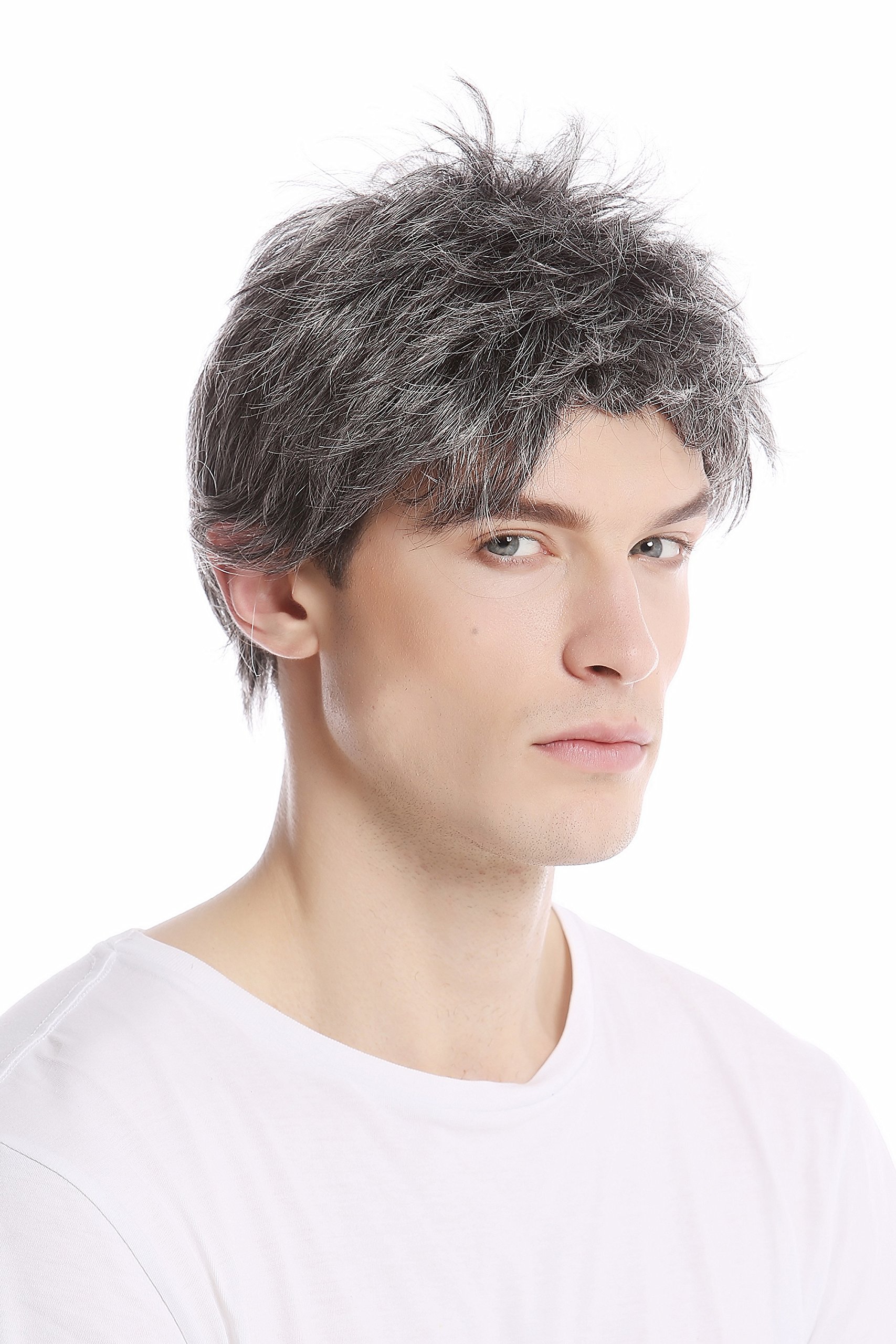 WIG ME UP - GFW1169-44 Men Gents Wig short casual to wild backcombed teased up youthful modern look dark gray grey