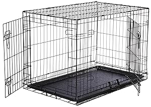 AmazonBasics Double-Door Folding Metal Dog Crate - Medium (36x23x25 Inches)