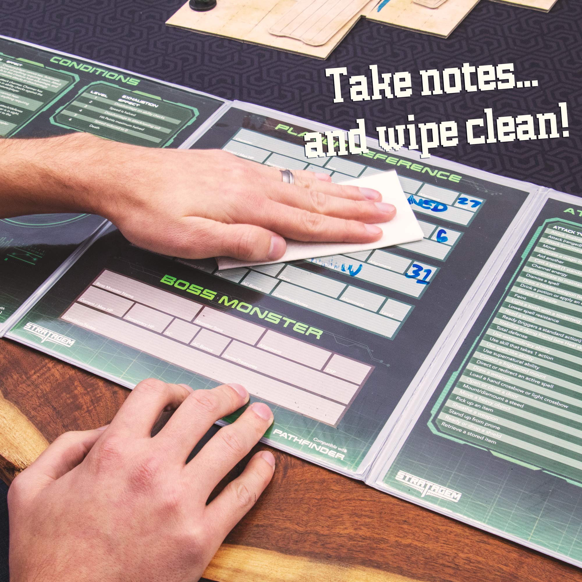 Stratagem The Master's Tome 4-Panel Customizable GM Screen with Free Inserts – Dry Erase, Dungeon & Game Master Accessory for Tabletop RPG Campaigns (Sci-fi Purple)