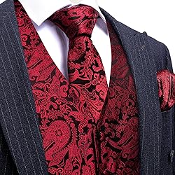 Barry.Wang Mens Suit Vest Paisley/Flower Silk