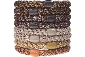 L. ERICKSON USA L. Erickson Grab & Go Ponytail Holders, Bronze Metallic, Set of Eight - Exceptionally Secure with Gentle Hold