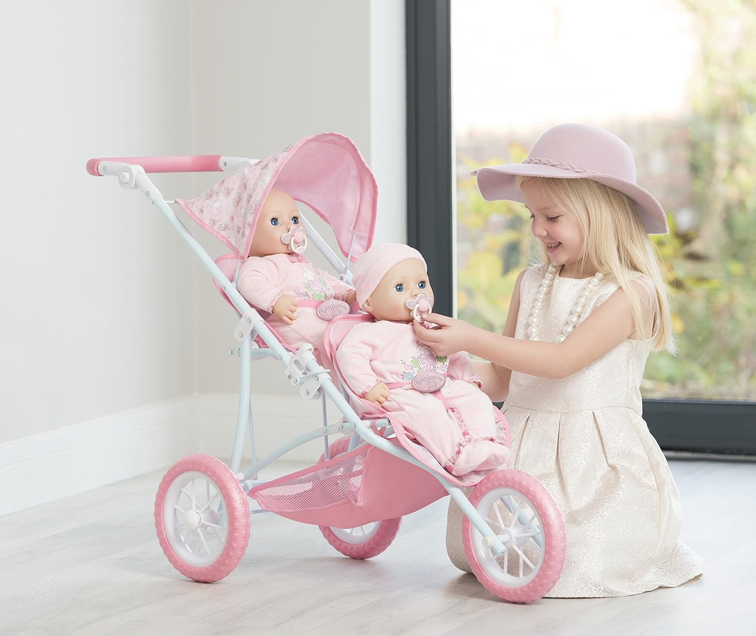 baby annabell twin pram
