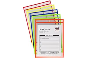 C-Line Neon Stitched Shop Ticket Holders, Assorted Neon Colors, 9 x 12 Inches, 10 per Pack (43920)