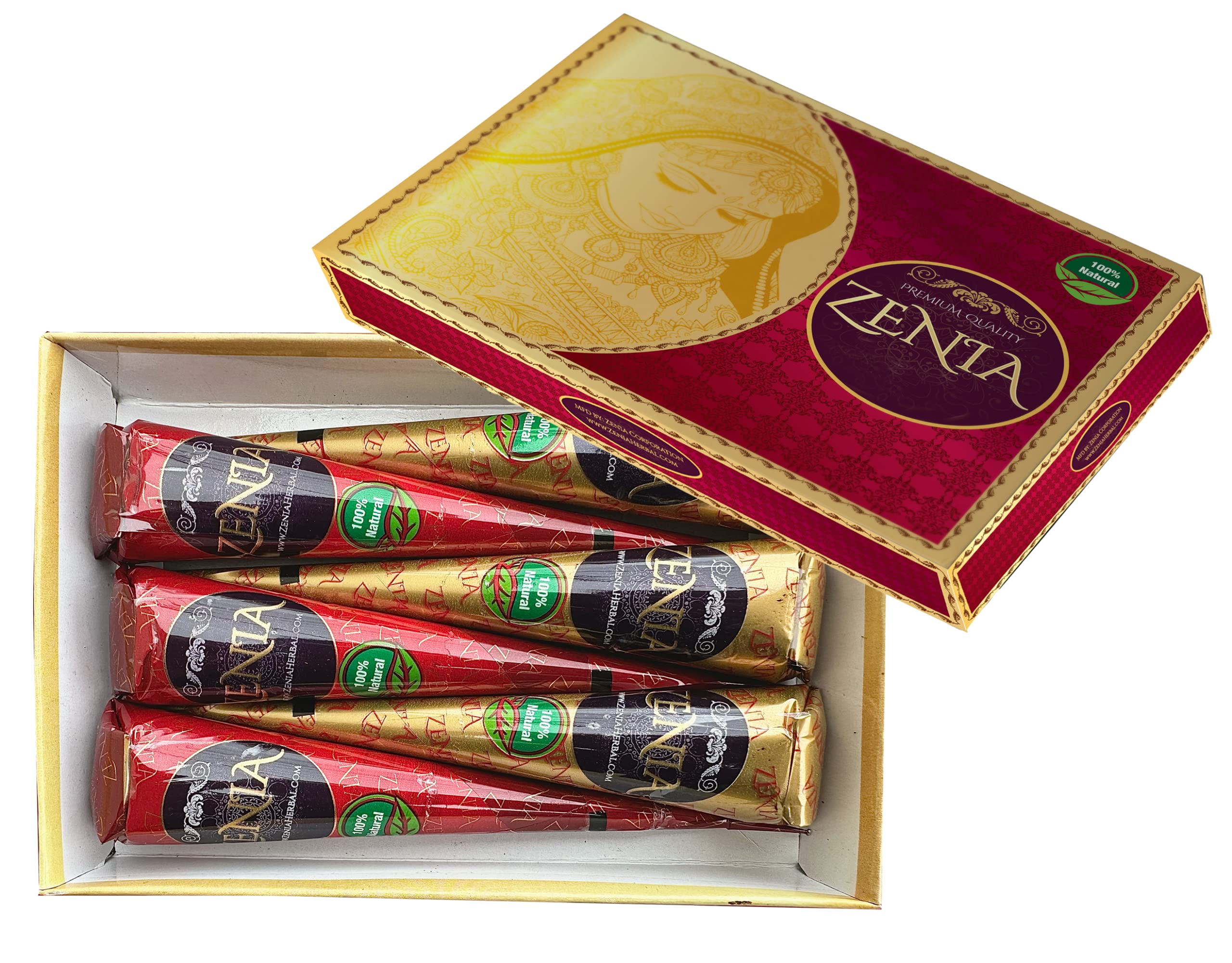 6袋セット Queens Henna Queens Yellow 100g 6 Pack Zenia 100% Premium Jumbo Natural Henna Cones 35g | eBay