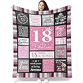 Atokker 18th Birthday Gifts for Girls - Cozy Blanket 50"x60", for 18 Year Old Girl, Unique 18th Decoration Ideas, Best Present for Her, Happy 18th Birthday Celebration