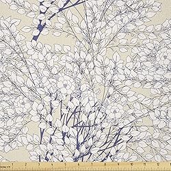 Ambesonne Leaves Fabric by The Yard, Vintage Floral