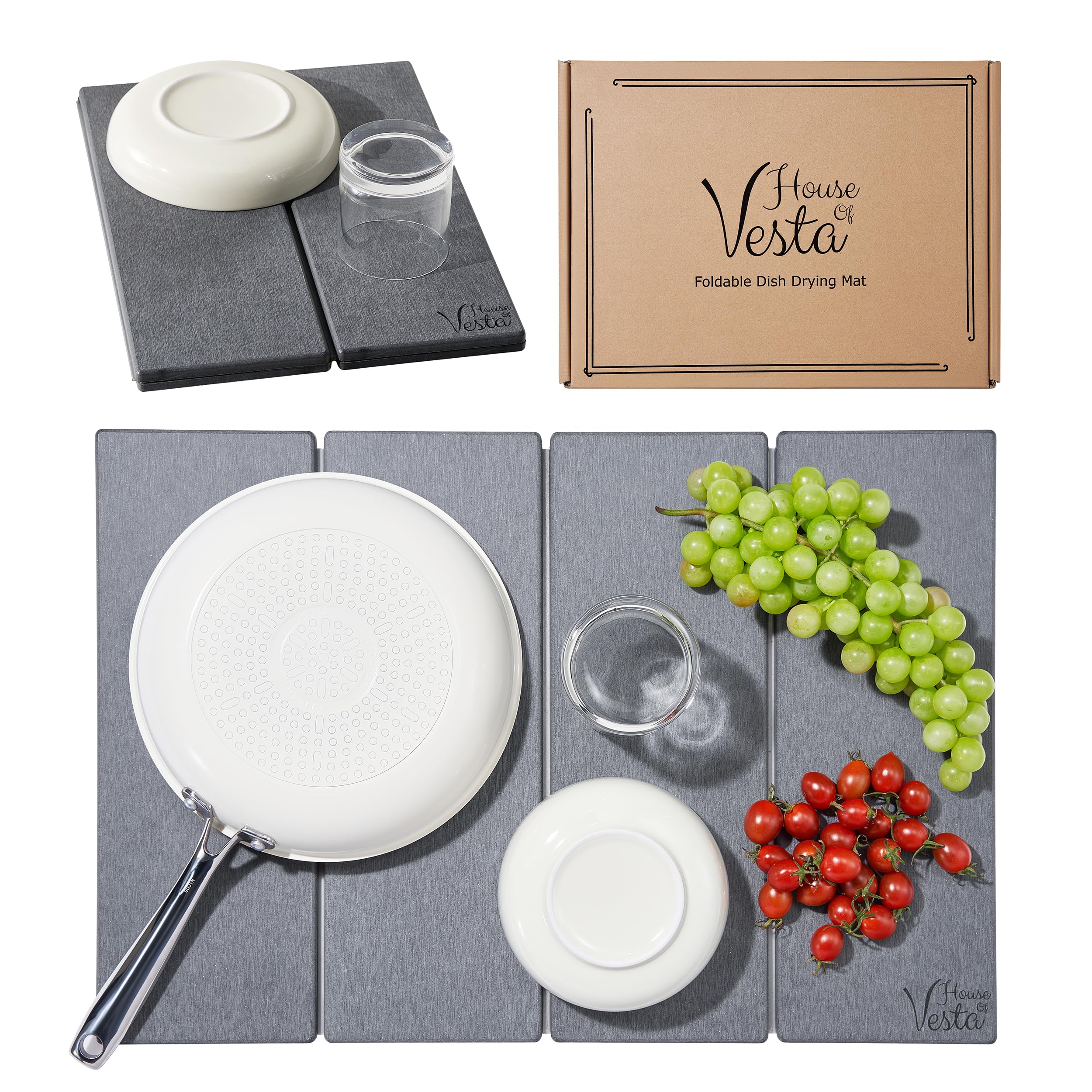Stone Drying Mat For Kitchen Counter, Diatomaceous Stone Dish Drying Mat For Kitchen - Quick Drying 