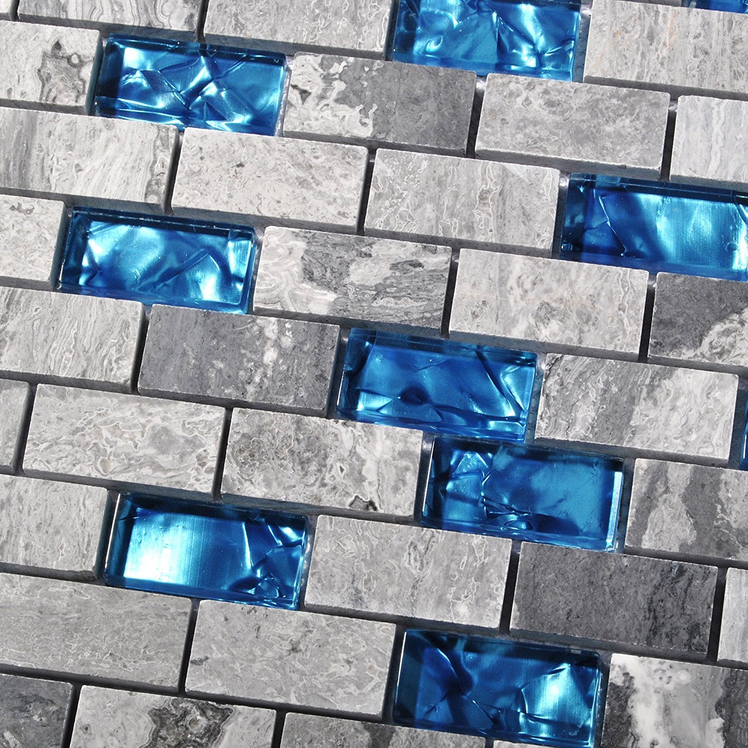 Buy Tst Mosaic Tiles 1 Sample 3 X 6 Ocean Blue Glass Nature