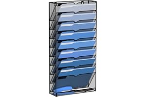 DALTACK Porte-fichiers mural à 10 niveaux à suspendre pour papiers, courriers, dossiers, presse-papiers, magazines, pour bure