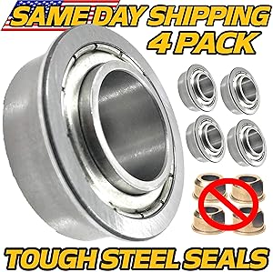 (4 Pack) Craftsman Garden Tractor Front Wheel Bushing to Bearing Conversion Kit - Tough Steel Seals - HD Switch