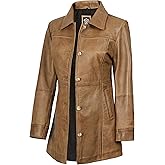 Blingsoul Womens Leather Jacket - Vintage Style Long Leather Jacket Women