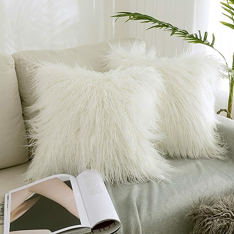 White fur decorative pillows Clearance