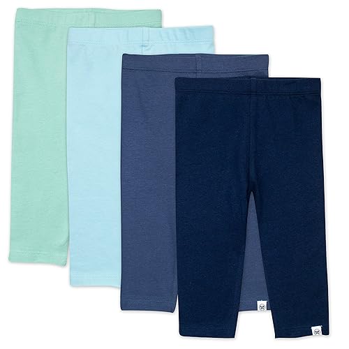 HonestBaby 4-Pack Organic Cotton Toddler Leggings, Green Ombre, 5T