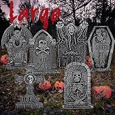 24" Extra Large Tombstones for Graveyard Halloween Decorations Outdoor 6pcs | Double Sided Halloween Tombstones Decorations for Yard Signs with Stakes Graveyard Decor for Cemetery Lawn Party Charcoal