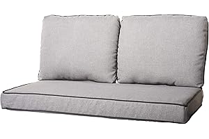 Quality Outdoor Living 46 x 26 Loveseat Cushion, 26x46, Machine Grey W/Charcoal Piping