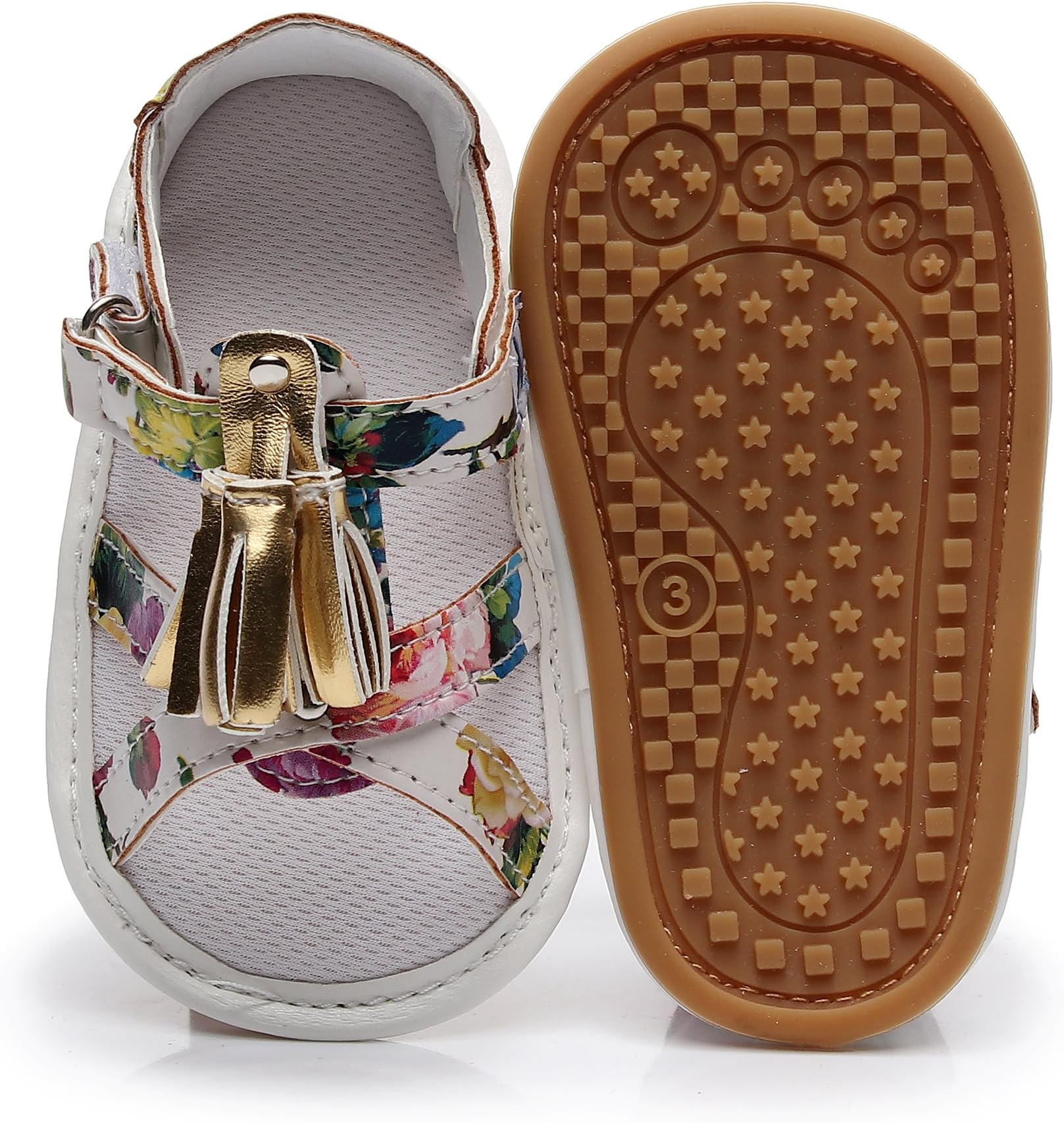 HONGTEYA Baby Girl Summer Princess Dress Sandals Tassel Infant Shoes PU Leather Rubber Soled Toddler Moccasins