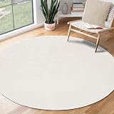 the carpet Relax Modern Fluffy Short Pile Rug Round 200 cm Cream view 1