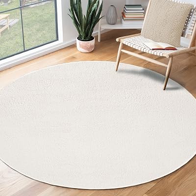 the carpet Relax Modern Fluffy Short Pile Rug Round 200 cm Cream