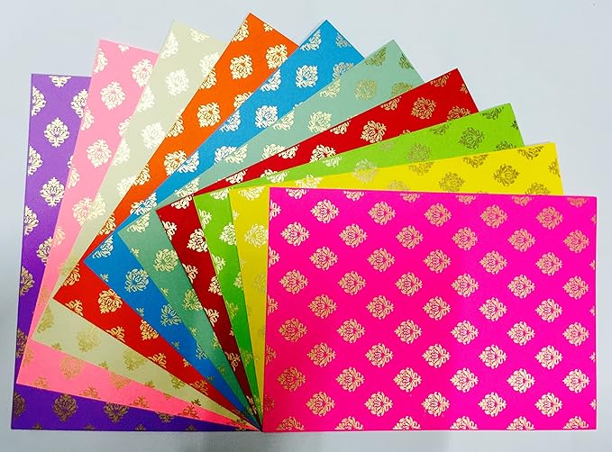 CraftDev Pack of 10 A4 Size Craft Paper Sheets with Single Side Decorative Pattern for Paper