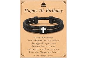 Shonyin Birthday Gifts for Boys 7-21 Adjustable Cross Bracelet for Son Grandson Nephew
