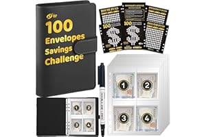 THE MILLI WAY 100 Envelopes Money Saving Challenge Binder, 100 Envelope Challenge Binder - Fun and Organized Money Saving Book for $5050 Savings in 100 Deposits (Black)