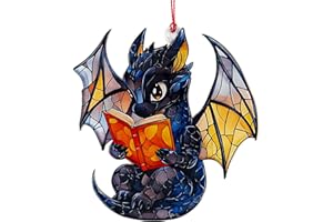 DUDUCRAFT Christmas Ornament - Gifts for Book Lovers, Book Shelf Decor, Christmas Ornament 2025, Velaris, Acotar, Fourth Wings, Library Decor, Easter Gifts (Black Orange)