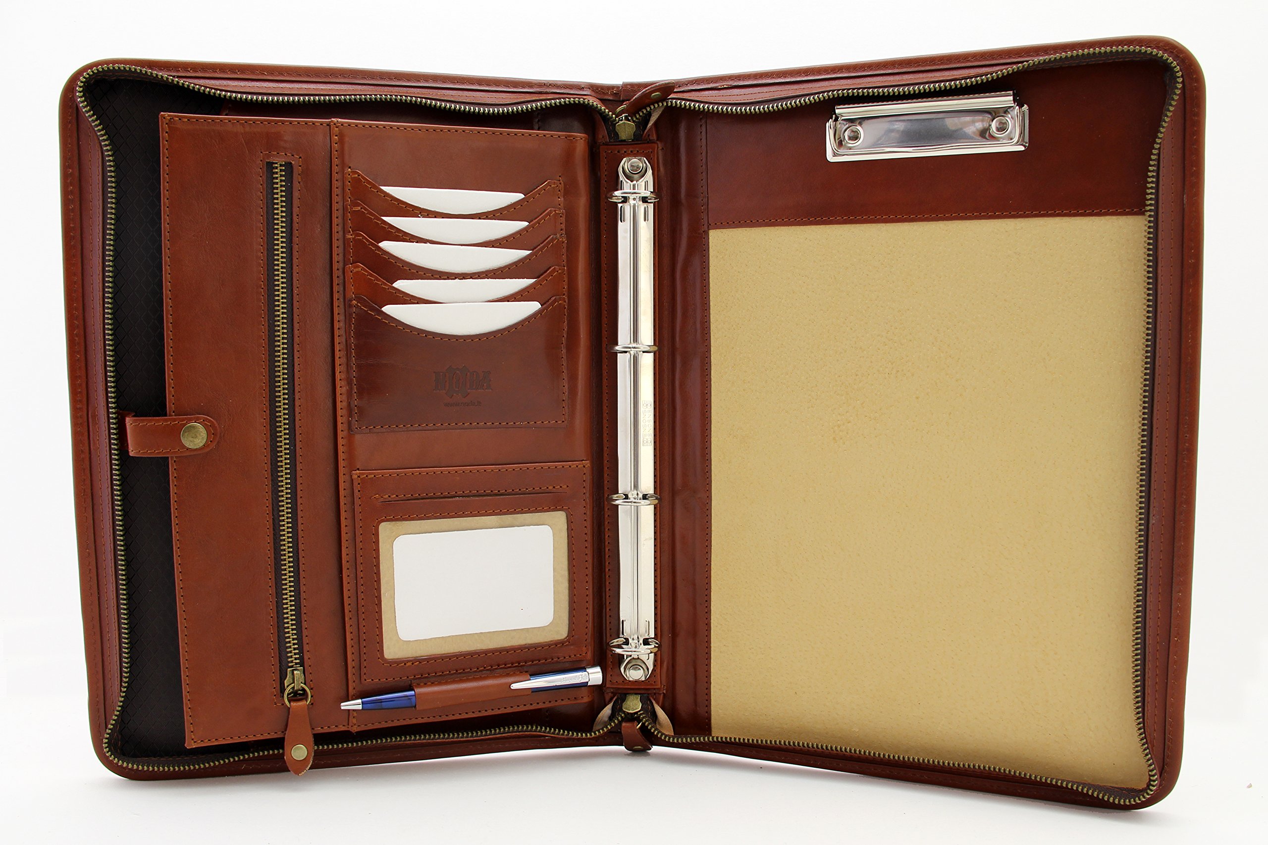 Leather Ring Binder, Professional documet Holder, Business Portfolio a4, Leather Clipboard (Cognac)