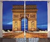 Ambesonne Paris Curtains, Arc de Triomphe Paris