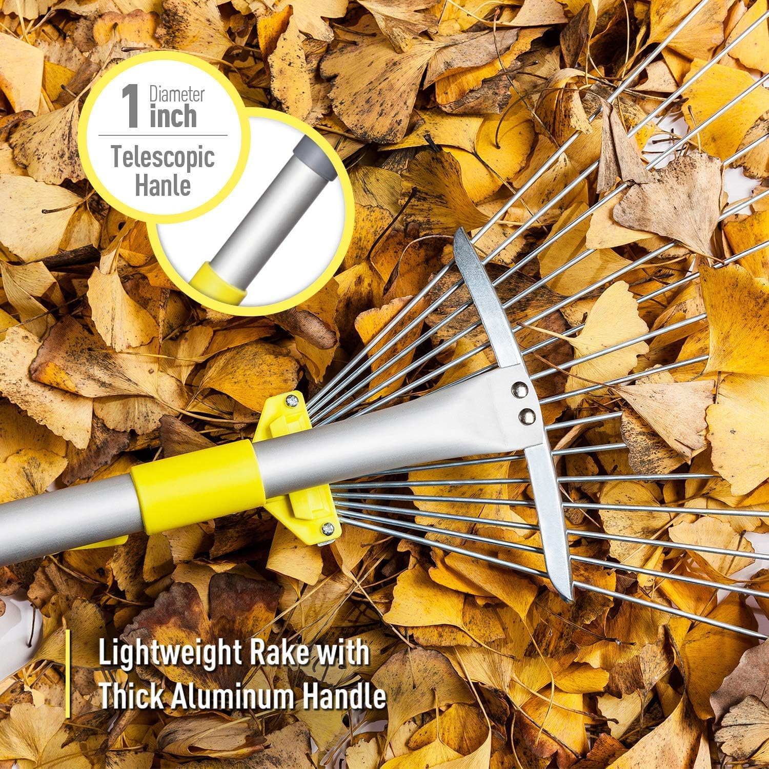 Jardineer 63 inch Adjustable Garden Rake Leaf, Collect Loose Debris Among Delicate Plants, Lawns and Yards, Expandable Head from 7 inch to 23 inch. Ideal Garden Rake Tools : Garden & Outdoor
