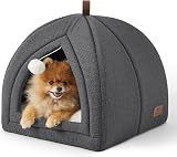 Bedsure Cat Cave Bed Igloo Large 44x44x44 cm Foldable Plush Cushion Dark Grey view 1