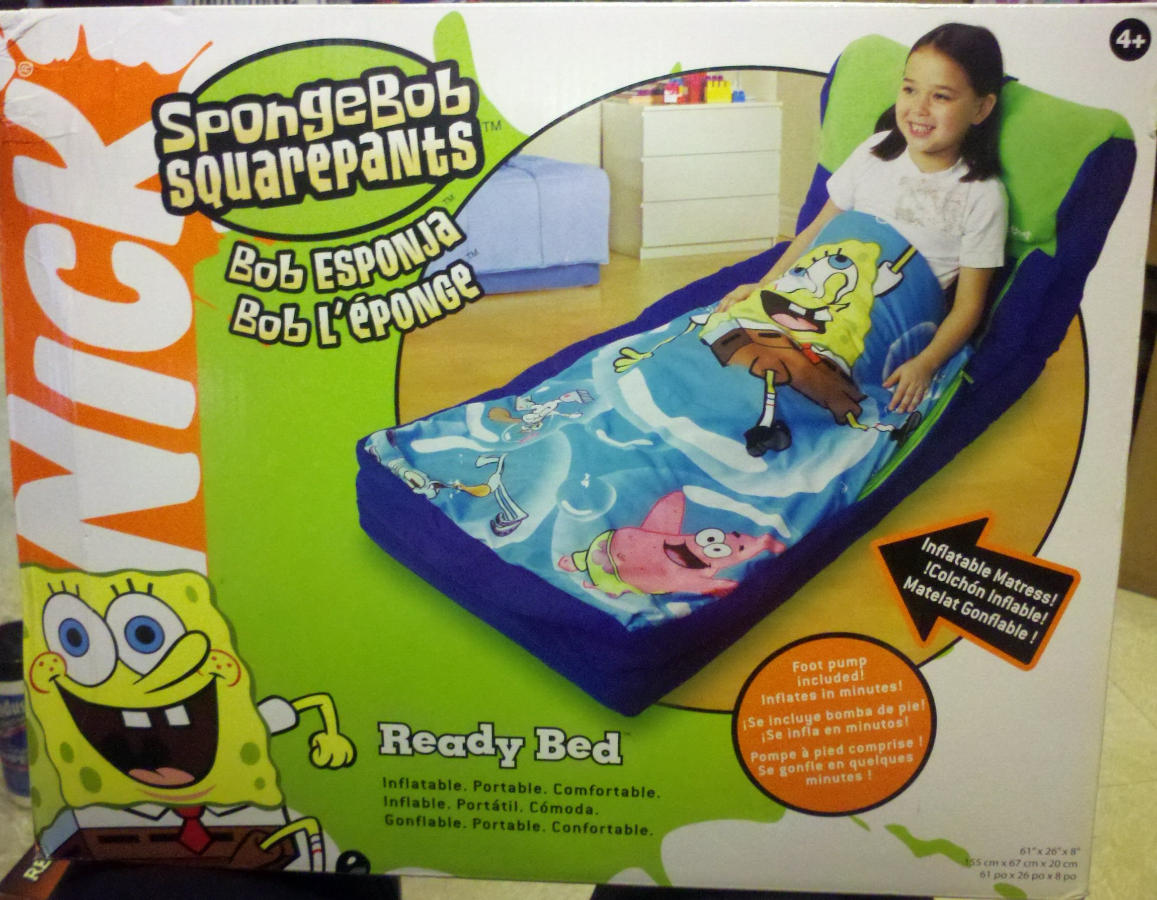 Buy Spongebob Squarepants 61'' X 26'' X 8'' Ready Bed with foot pump