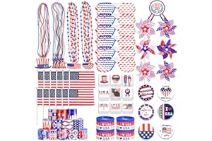 MGPARTY 4th of July Accessories, 138Pcs Patriotic Party Favors Supplies Set Fourth of July Decorations Independence Day Celebrations Memorial Day Decor Classroom Prizes for kids