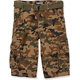 Southpole Men's Multi Pocket Ripstop Cargo Shorts with Belt, Inseam 12"