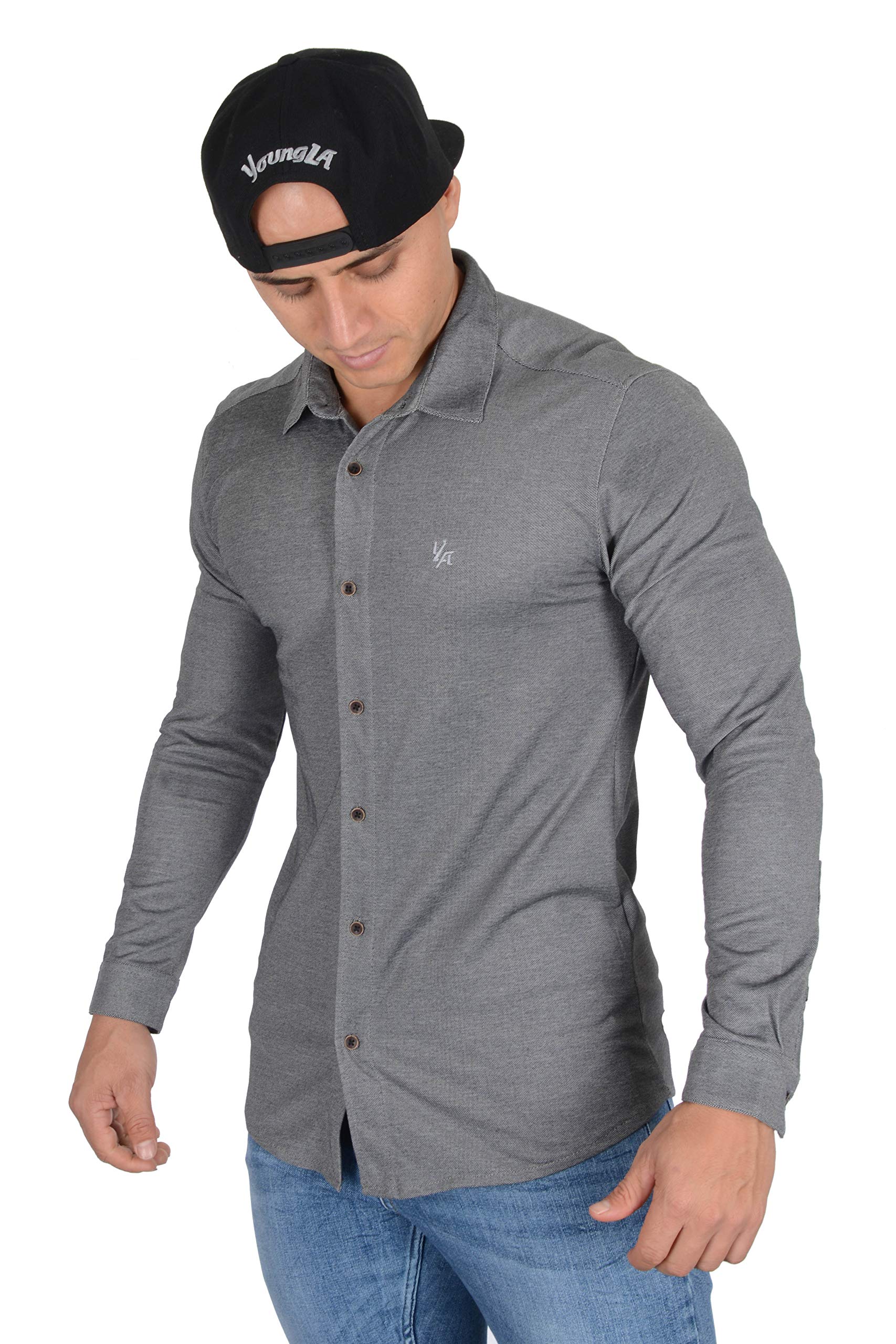 Long Sleeve Button Men's Athletic Fit Dress Shirts Mens Slim