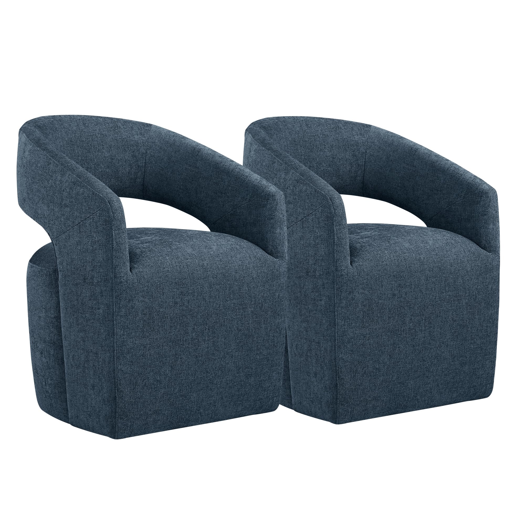 Photo 1 of 1 OF 2 ONLY
KISLOT Upholstered Dining Chairs with Casters No Assembly Modern Barrel Armchair with Rollers for Diningroom Bedroom Livingroom Reading Room,Set of 2,Blue