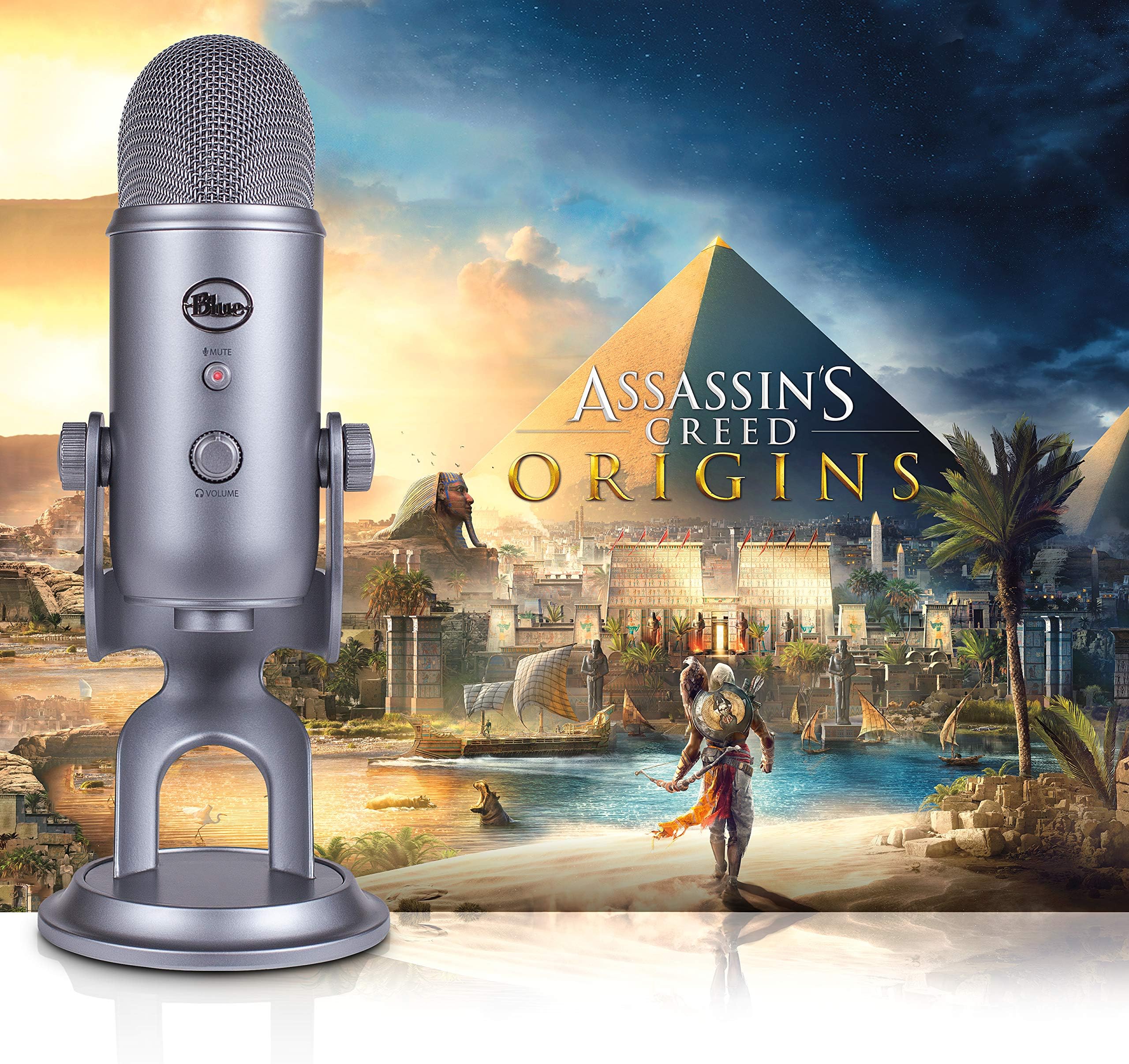 Blue Condenser Microphone, Cool Grey, Mic + Assassin's Creed Origins Streamer Bundle (988-000106)