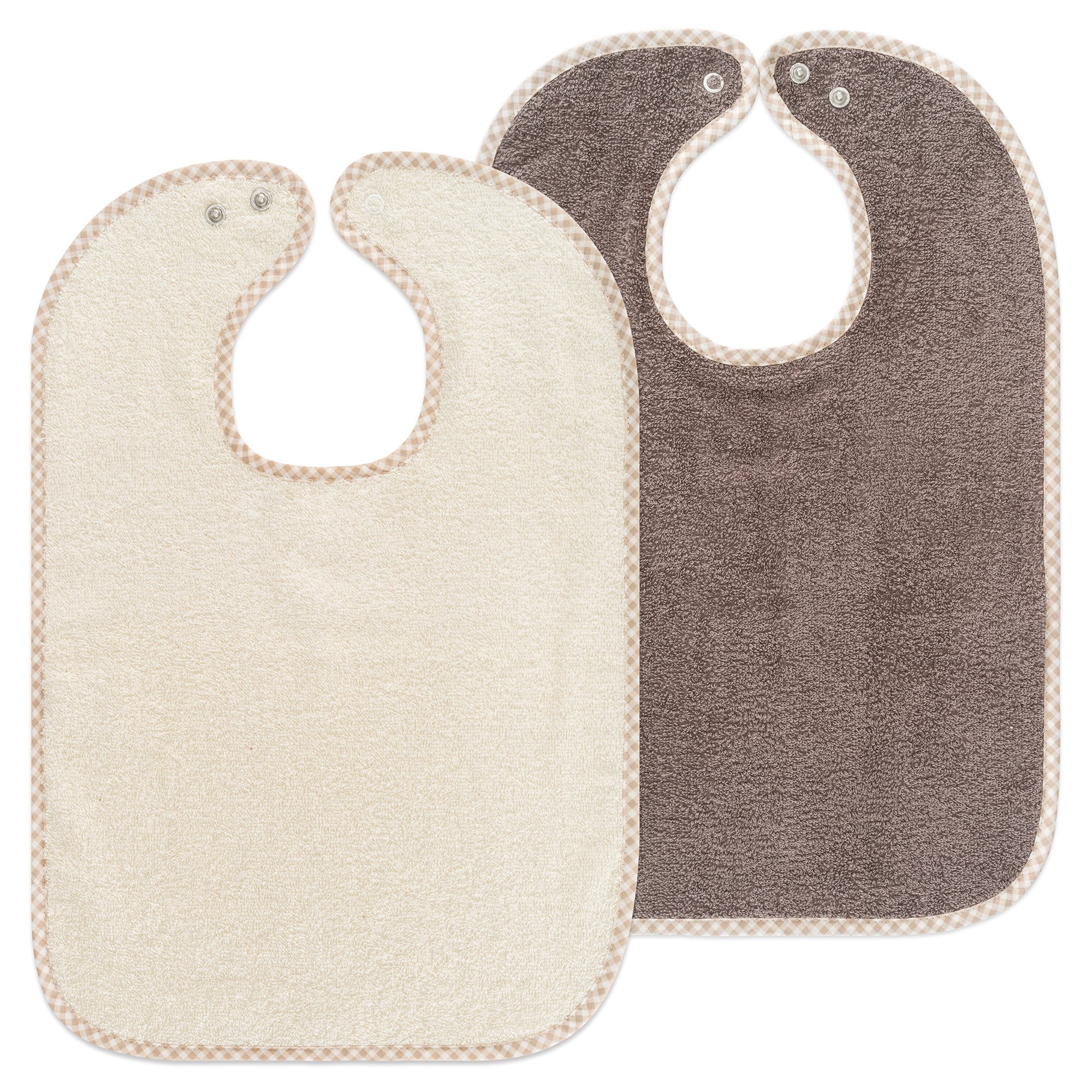 Set of 2, Baby Bib, Size Adjustable With Press Stud, Extra Large, Highly Absorbent, Oeko-Tex Tested For Harmful Substances, 100% Cotton