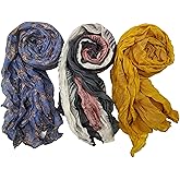 IDOLPET 3 Packs Cotton Hemp Shawl Wrap Long Head Neck Scarf for Women and Men Lightweight Four Season Use