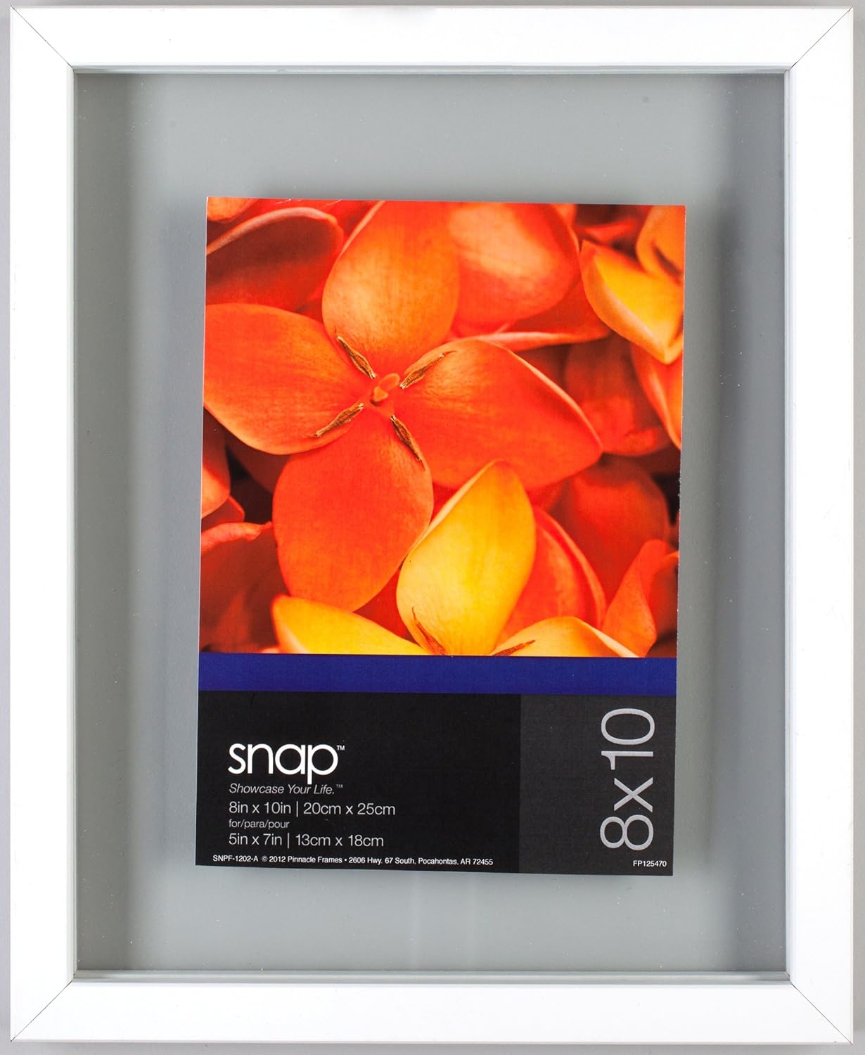 Snap 8x10 White Float Frame for Floating Display of 5x7